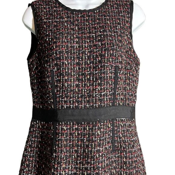 Talbots Women's Sleeveless Tweed Career Black Yellow Red Sheath Dress Size 6 - Picture 2 of 8